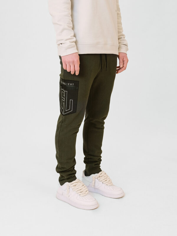 Jogger Pants Leather Pocket dark green