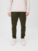 Jogger Pants Leather Pocket dark green