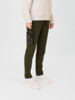 Jogger Pants Leather Pocket dark green