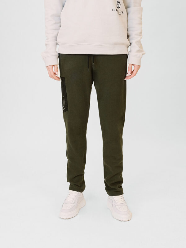 Jogger Pants Leather Pocket dark green