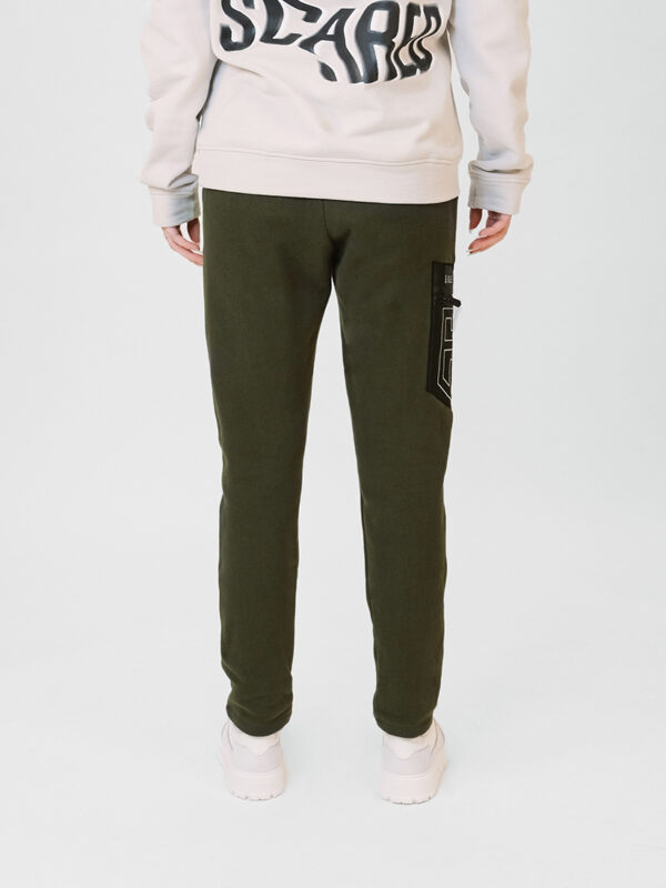 Jogger Pants Leather Pocket dark green