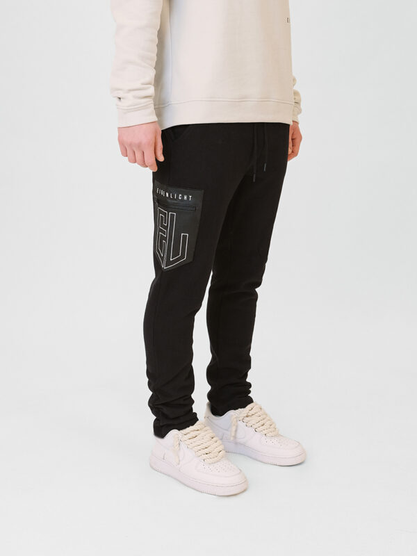 Jogger Pants Leather Pocket black