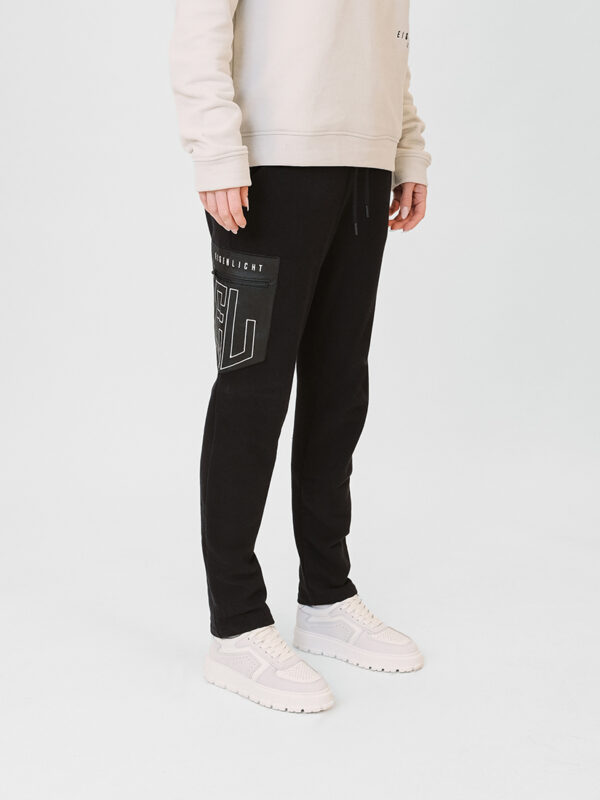 Jogger Pants Leather Pocket black